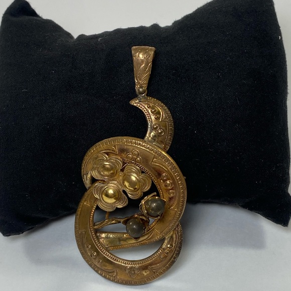 Signed Vintage 1940's Leo Glass Buds and Flowers Pendant Steam Punk Vibes - Picture 6 of 6